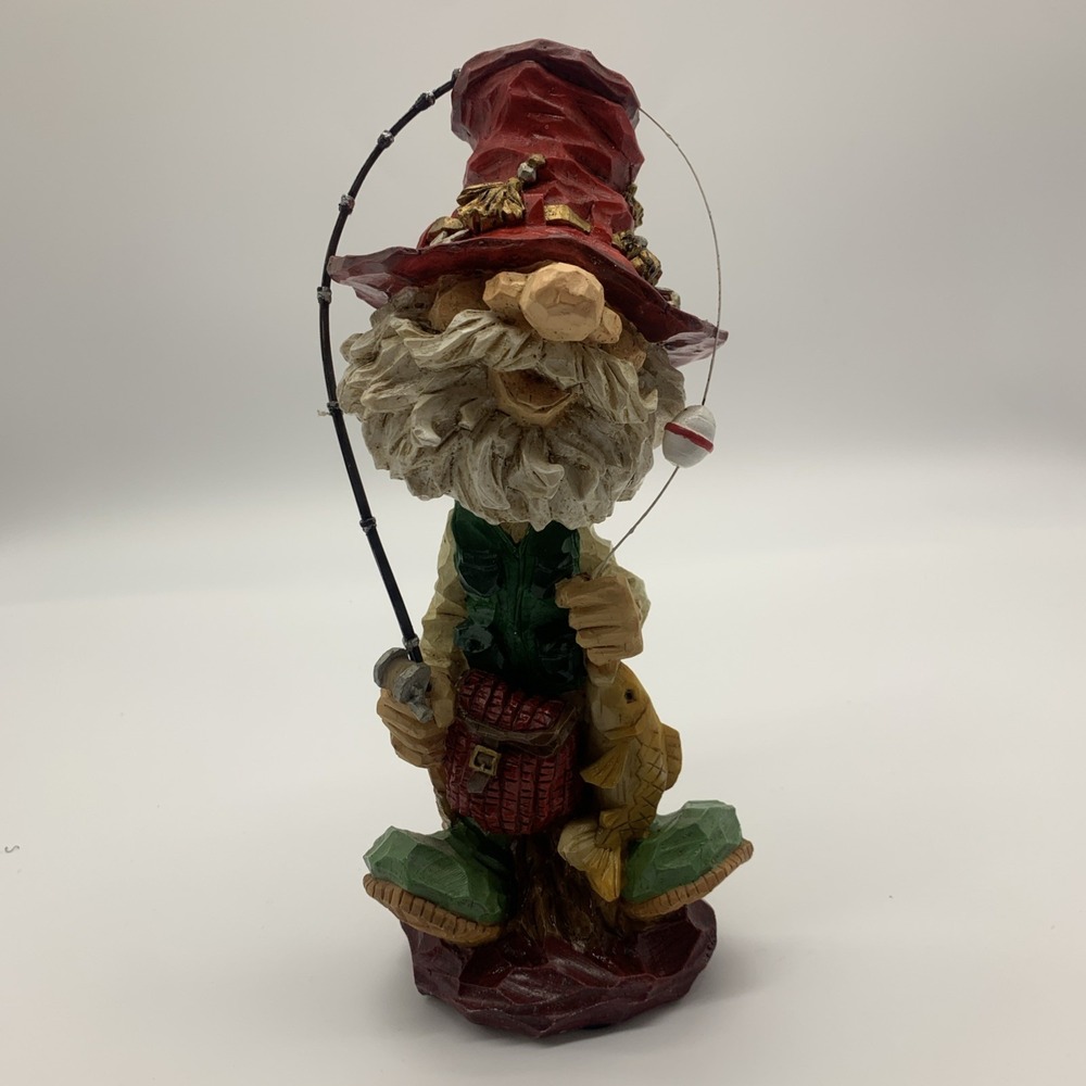 Vintage Bearded‎ Fisherman Grandpa Bobblehead with Fishing Pole